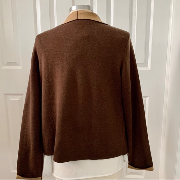St John Open Shawl Cardigan Brown Tan Sweater - Picture 5 of 9